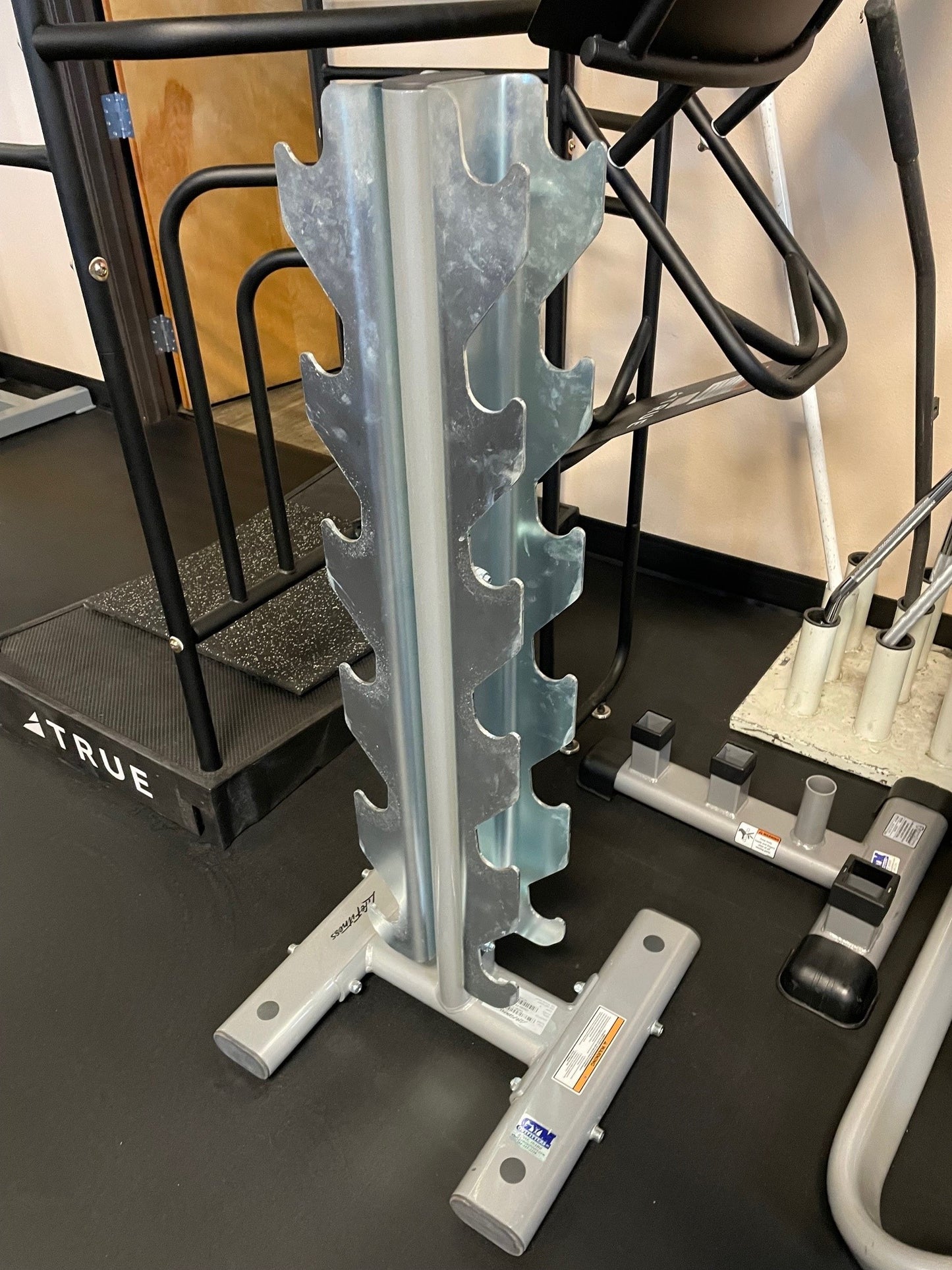 Used Life Fitness 6 Pair Vertical Dumbbell Rack