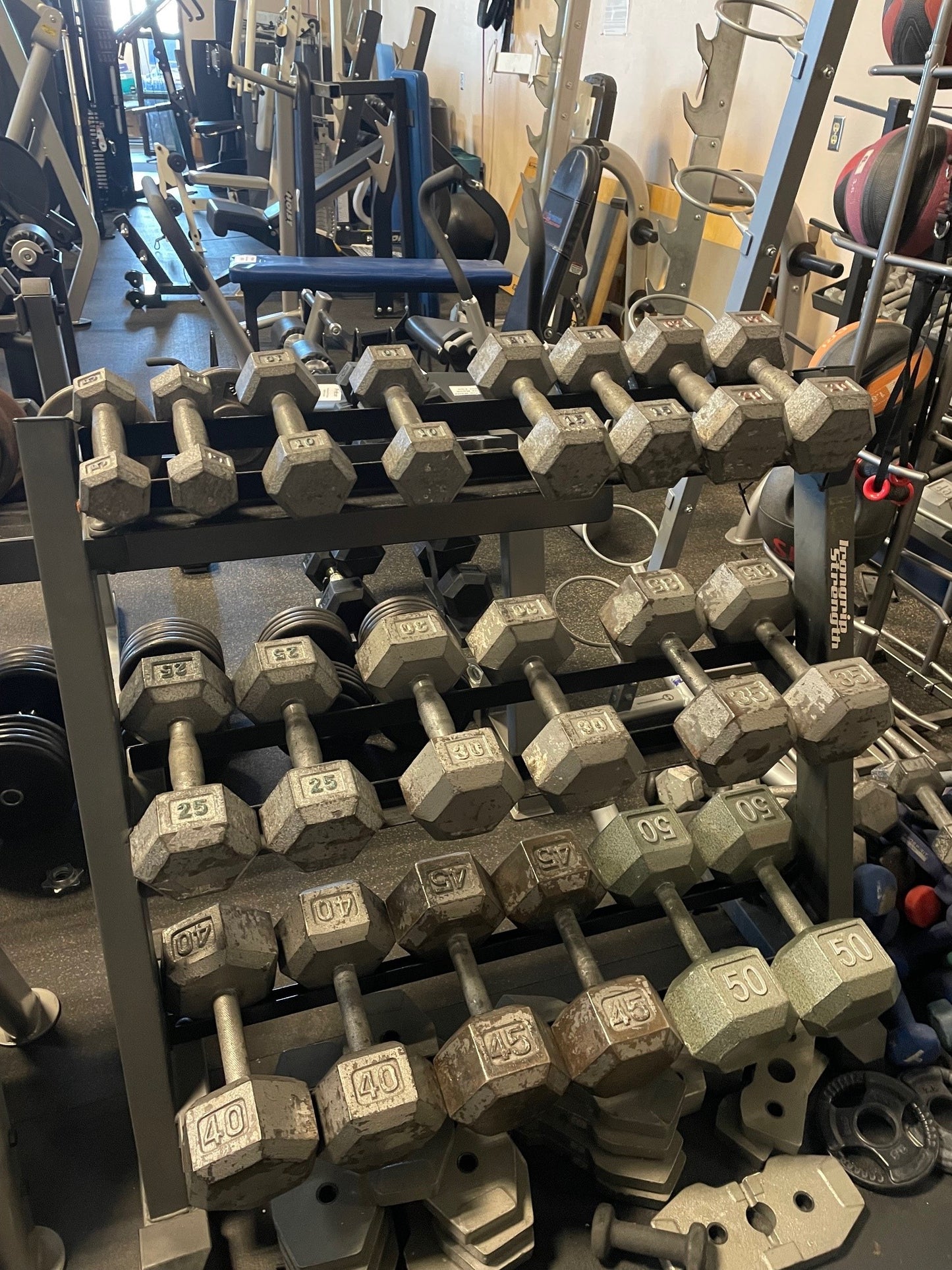 Used Iron 5-50lbs Dumbbell set with stand