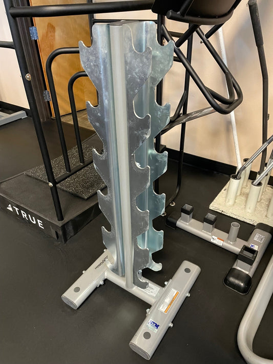 Used Life Fitness 6 Pair Vertical Dumbbell Rack